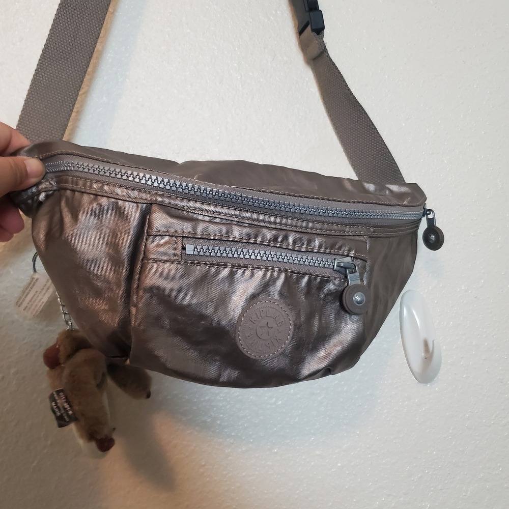 Kipling Presto Metallic Waist Bag Fanny Pack Pewter AC6113-046 Marie Monkey